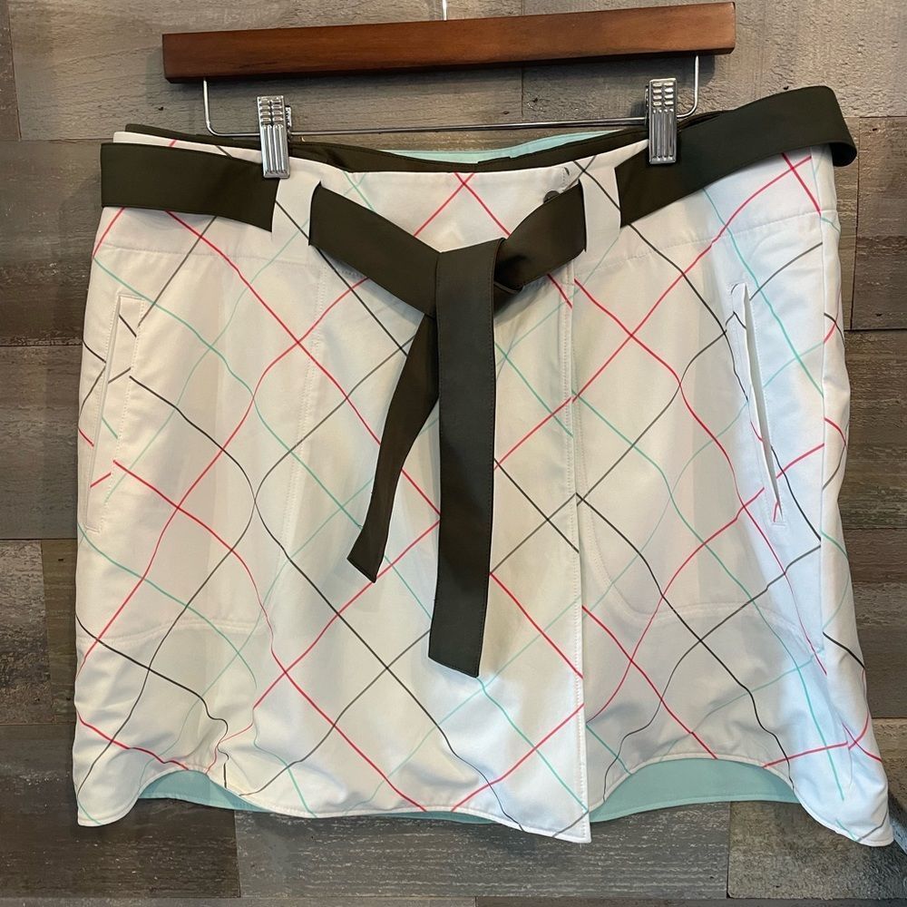 NIKE GOLF CONVERTIBLE Skort 12 Skirt Shorts 12 Dri Fit Swoosh white Plaid Pro To